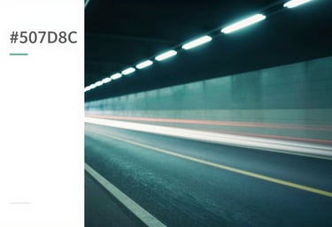 Fast-motion light trails in a dark tunnel, symbolizing speed and agility, in hues of #507D8C and deep navy.