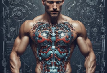 A close-up of a person meditating outdoors, sunlight filtering through trees, symbolizing inner balance and biohacking.