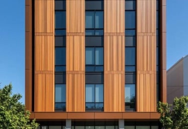Immeuble moderne avec bardage bois vertical – façade design