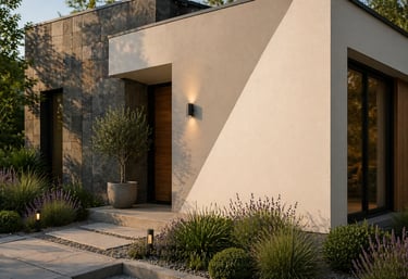 Maison moderne avec enduit extérieur – façade épurée