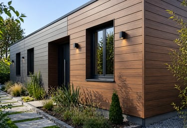 Maison contemporaine avec bardage bois extérieur