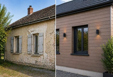 Rénovation de façade maison – avant / après bardage