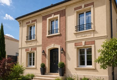 Façade maison mixte brique et enduit