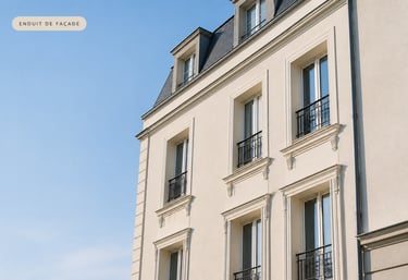  Enduit de façade immeuble moderne – finition extérieure lisse et élégante