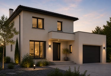 Façade moderne en enduit lisse – maison contemporaine élégante