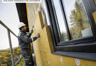 Pose d’isolation thermique extérieure autour des fenêtres