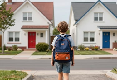 a man riding a skateboard down a street next to tall buildings