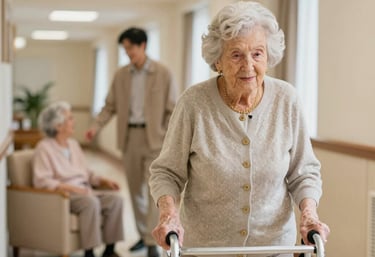 a man riding a skateboard down a street next to tall buildings