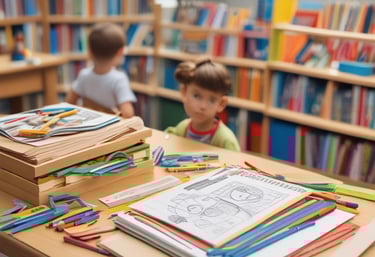 A delivery person handing over a box of school supplies at a school entrance.