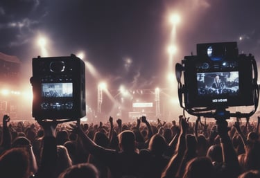 Behind-the-scenes of a film shoot showcasing a motorized lens and crew at work.