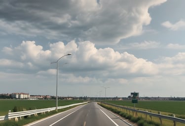 A sleek black car parked in front of Venice Marco Polo Airport terminal.