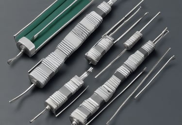 Close-up image of a technician examining a complex printed circuit board under bright lab lighting.