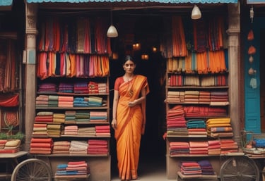 A vibrant storefront with eye-catching Facebook and Instagram ads displayed.