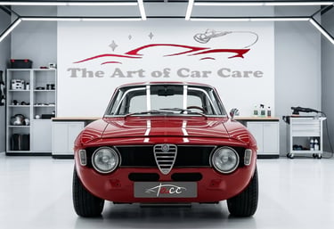 Alfa Romeo Giulia d'epoca restaurata e lucidata in un centro di detailing TACC - The Art of Car Care