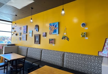 Art by Parker Artists Guild members hanging in a local venue