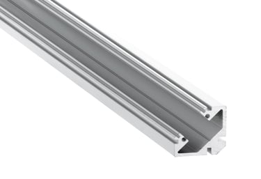 Perfil LED Lyra de Perfiled: perfil angular a 45 grados diseñado para la iluminación de vitrinas y b