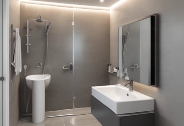 A professional cleaner carefully wiping a modern office desk with a microfiber cloth.