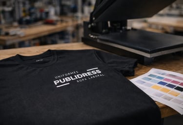 Sublimación en ropa laboral con impresión a todo color, perfecta para diseños duraderos, sin relieve