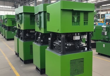 Modern high-tech electrical transformer in a sleek industrial environment