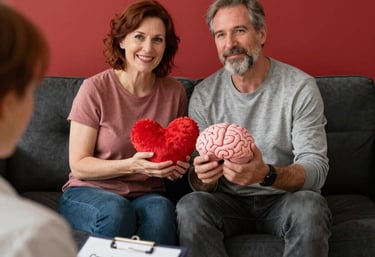 A therapist leading a small training session with engaged participants in a bright room.