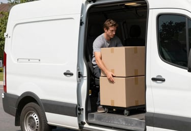 A Swifthaul Movers truck loaded and ready to roll on a sunny day.