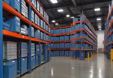 A bright red firefighting pipe system is installed along a staircase with green and white walls. The pipes include prominent valves and connectors, and a yellow gas pipe runs parallel to the firefighting system. The stairs have wooden steps and white railings.