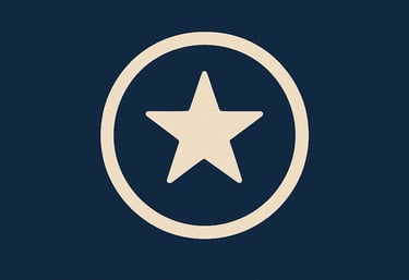 Icône cercle doré avec étoile à cinq branches – symbolise le réseau Club 53 pour l’hospitalité transformante caribéenne