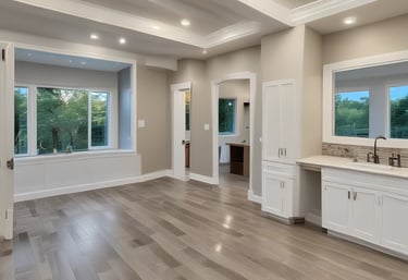 Construction debris fills a large container, including broken ceramic pieces, a discarded newspaper, and a pipe. A brick and various rubble materials add to the chaotic mix.