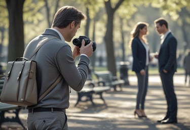 one person taking photo from dslr to a couple