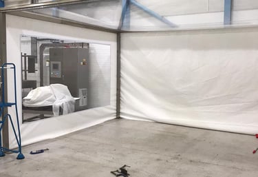 pvc clean room with solid walls and window walls