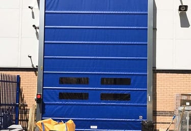 heavy duty speed door made from blue pvc