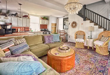 a living room with a couch and a coffee table