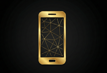 Gold smartphone icon representing mobile number numerology and digital frequency analysis for busine