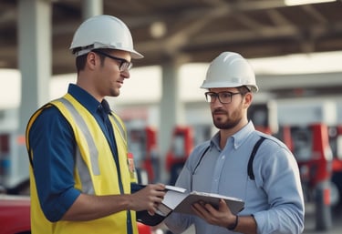 A professional consulting session in an environmental office.