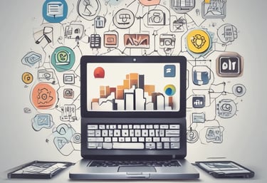 A person holding a smartphone with a financial application open on the screen, standing outside a modern glass building. The background shows a plaza with trees and pedestrians.