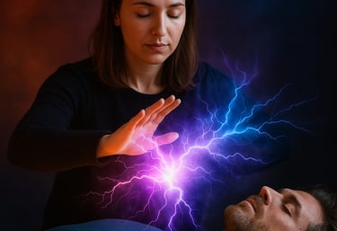 Curso de Formação Completa em Apometria online da Solução de Impacto, com mãos canalizando luz.