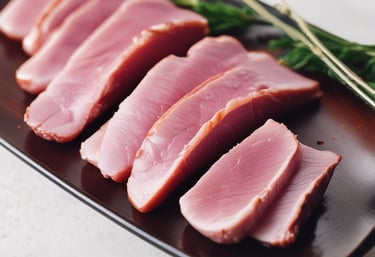 A close-up of a gourmet duck dish beautifully plated.
