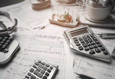 An office setting showcasing financial documents and compliance materials.