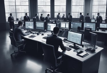 A team of professionals discussing calculations.