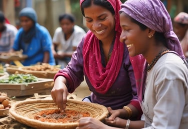 A graphic illustrating women and youth empowerment initiatives by the Vandytrust Foundation.