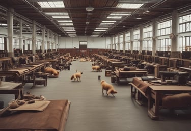 A skilled artisan working on a high-quality fabric in a bright workshop.