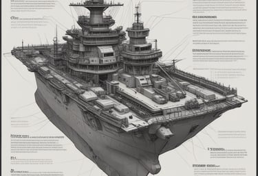 A large shipyard facility with a massive ship under construction inside a building marked 'Neptun Werft'. The ship, only partially visible, is located beside industrial structures and surrounded by scaffolding. The scene includes a vibrant waterway in the foreground and several smaller industrial buildings around the yard.