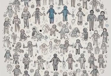 A painted rock rests on sandy ground, surrounded by multiple peace symbols etched into the sand. The rock is colored with a purple and green design, resembling the Earth, and bears the handwritten message 'Make Peace With Yourself & Everyone Around You'.