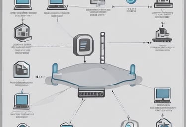 A car service or repair garage is depicted, with a vehicle hoisted on a lift. A laptop is placed on a nearby workstation with an open drawer filled with tools. The environment features tiled walls and floor, and equipment such as a tire changer and a balancing machine. Fluorescent lighting provides illumination.