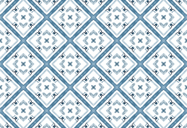 Padrão inspirado nos azulejos portugueses criado em aguarela digital para design de superfície