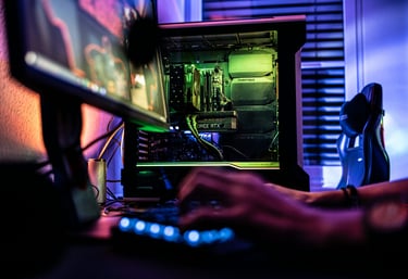 a person is typing on a computer screen