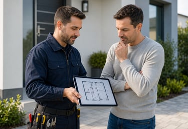 Présentation et explication d’un devis gratuit pour des travaux de plomberie, électricité et rénovat