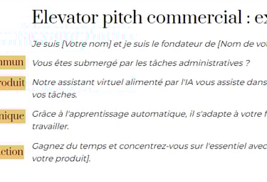 Elevator pitch commercial exemple