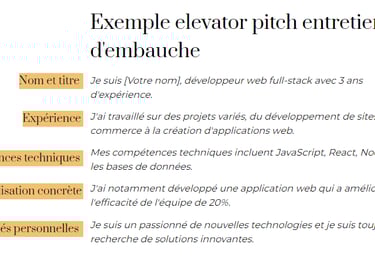 Exemple elevator pitch entretien d'embauche