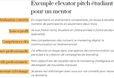 Exemple elevator pitch étudiant